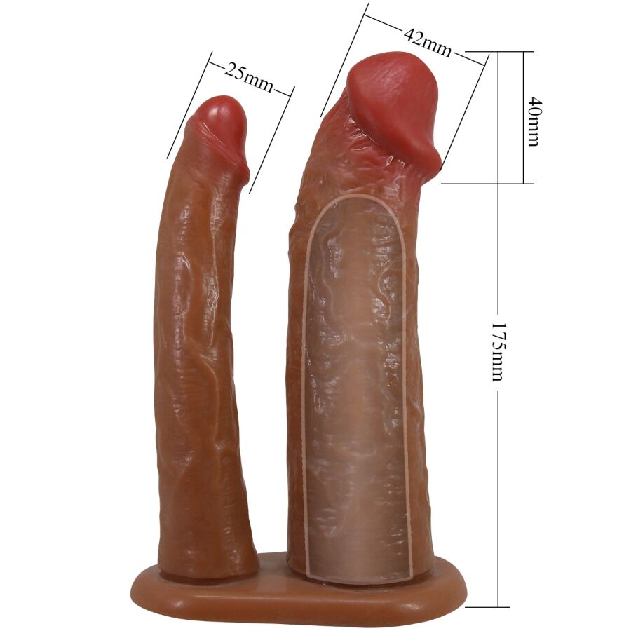 PRETTY LOVE - YAIRON FUNDA PARA PENE DOBLE CON EXTENSIÓN DE 4 CM MULATO - immagine 4
