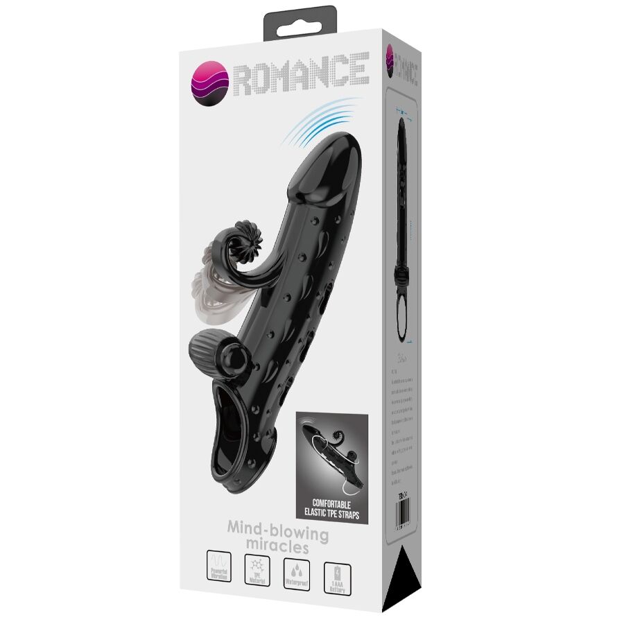 ROMANCE - FUNDA PARA PENE CON VIBRACIÓN NEGRO - immagine 6