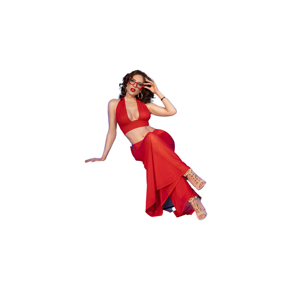CHILIROSE - CR 4857 SET TOP Y PANTALONES ROJO TALLA S - immagine 5
