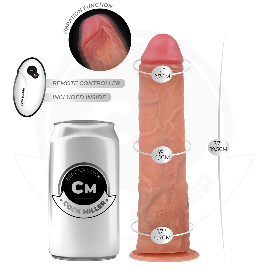COCK MILLER - DILDO HIPERREALÍSTICO VIBRACIÓN CON CONTROL REMOTO 19,5 CM - immagine 3