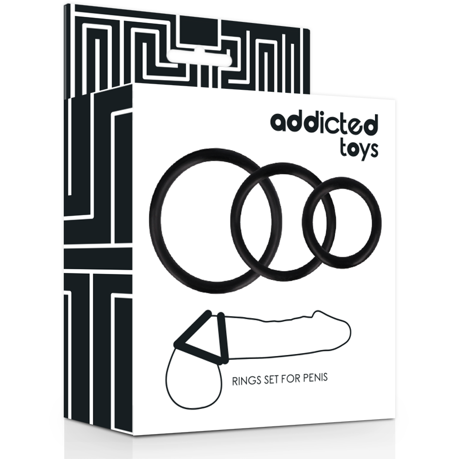 ADDICTED TOYS - SET DI ANELLI PER PENE NERO - immagine 2