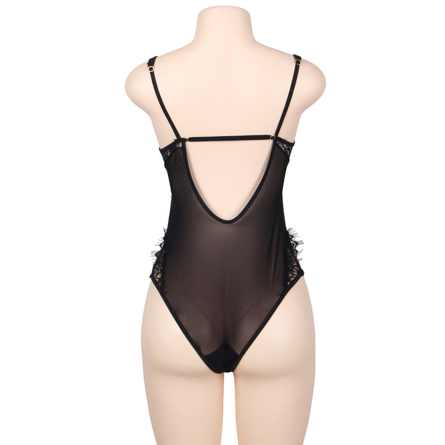 SUBBLIME - QUEEN PLUS PIZZO FLOREALE E TEDDY NERO CON FRANGE - immagine 3