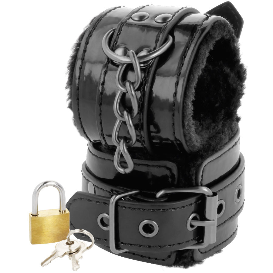 DARKNESS - ESPOSAS CUERO AJUSTABLES MANOS NEGRO CON CANDADO - immagine 7