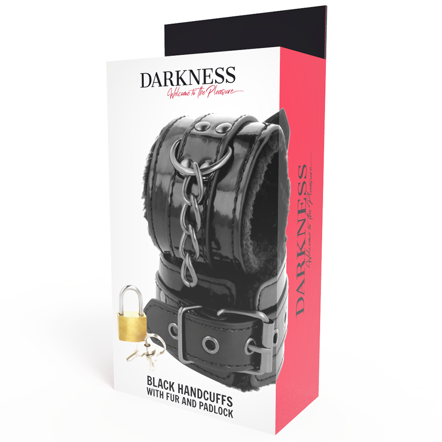 DARKNESS - ESPOSAS CUERO AJUSTABLES MANOS NEGRO CON CANDADO - immagine 2