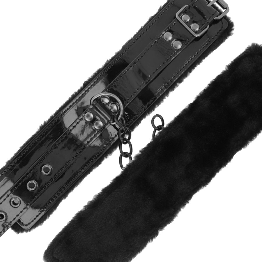 DARKNESS - ESPOSAS CUERO AJUSTABLES MANOS NEGRO CON CANDADO - immagine 6