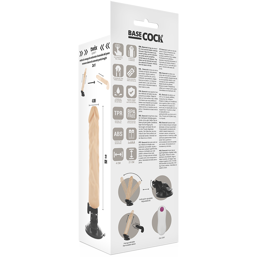 BASECOCK - VIBRADOR REALÍSTICO CONTROL REMOTO NATURAL 21 CM -O- 4 CM - immagine 3