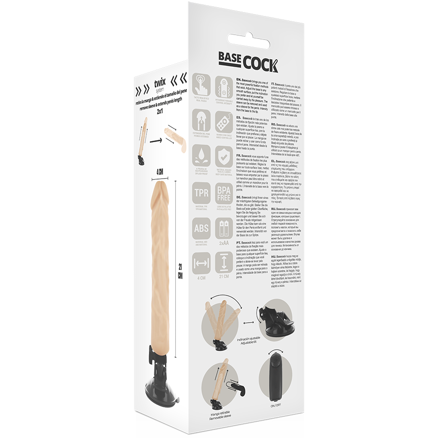 BASECOCK - VIBRADOR REALÍSTICO CONTROL REMOTO NATURAL 21 CM -O- 4 CM - immagine 4