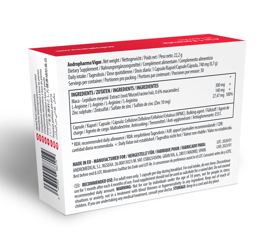 Andropharma Vigor – Complemento alimenticio herbal para la libido masculina - immagine 2