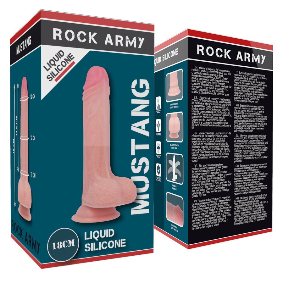 ROCKARMY - MUSTANG DILDO REALÍSTICO LIQUID SILICONE 18 CM -O- 4.14 CM - immagine 5
