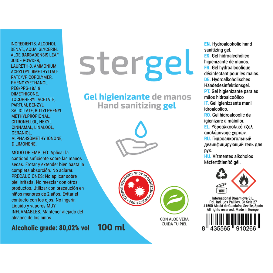 STERGEL - GEL HIDROALCOHÓLICO HIGIENIZANTE DE MANOS ALOE VERA 100ML - immagine 3
