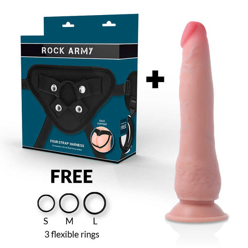 ROCKARMY - ARNÉS + DUAL DENSITY CRUSADER DILDO REALISTA 21.5 CM -O- 4.46 CM - immagine 2