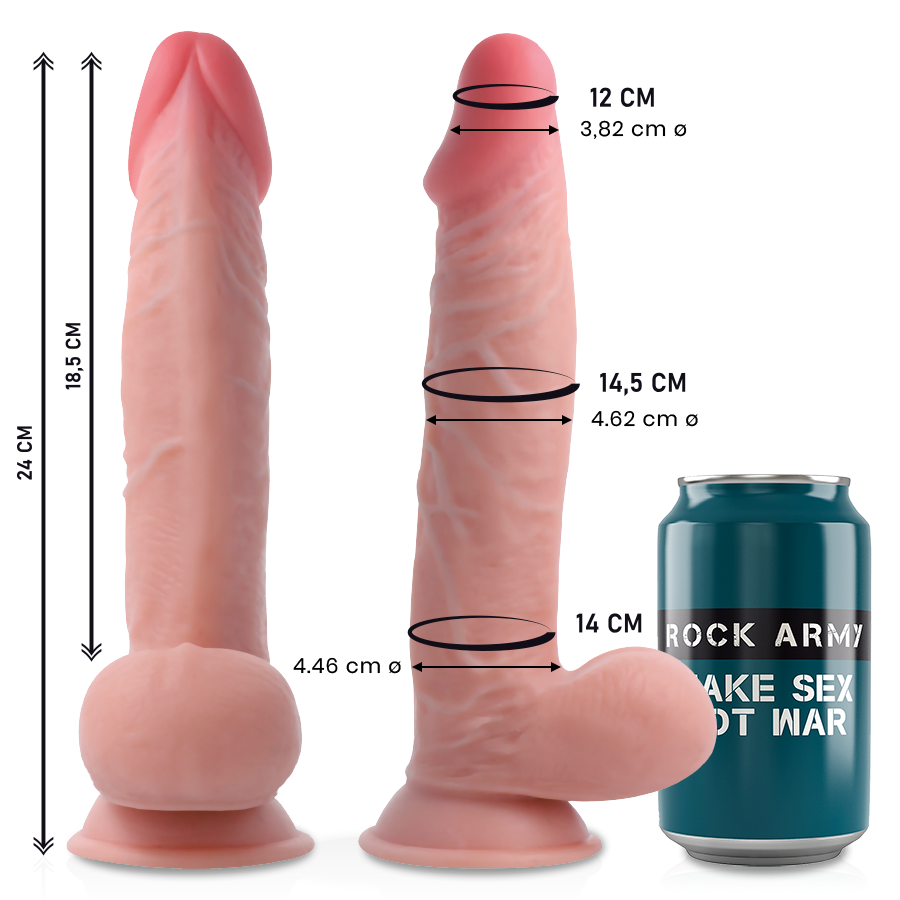 ROCKARMY - SHERMAN DILDO REALISTA DUAL DENSITY 24 CM -O- 4.62 CM - immagine 3